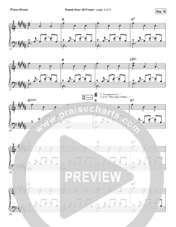 Sweet Hour Of Prayer Piano Sheet (Casting Crowns)