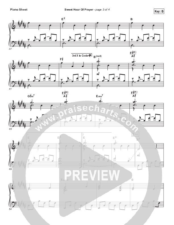 Sweet Hour Of Prayer Piano Sheet (Casting Crowns)