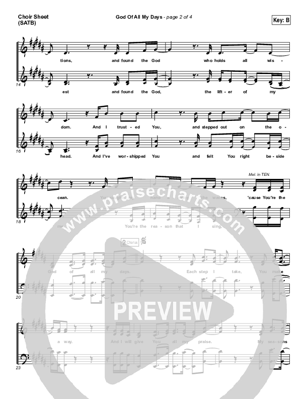 God Of All My Days Choir Vocals (SATB) (Casting Crowns)