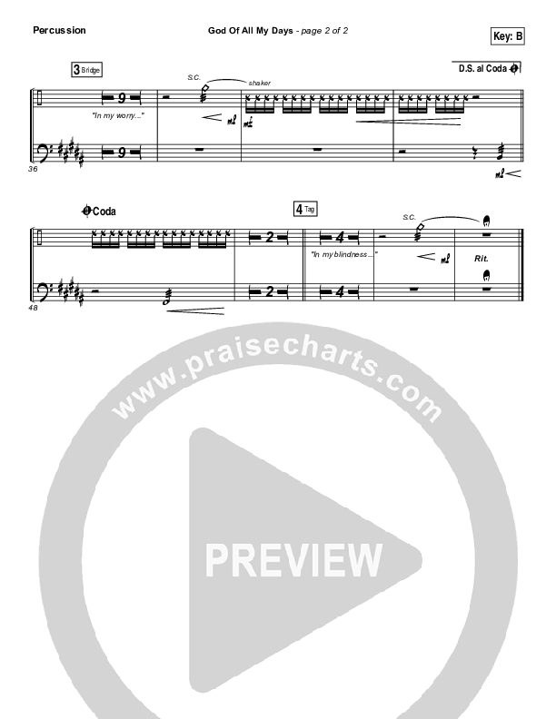 God Of All My Days Percussion (Casting Crowns)