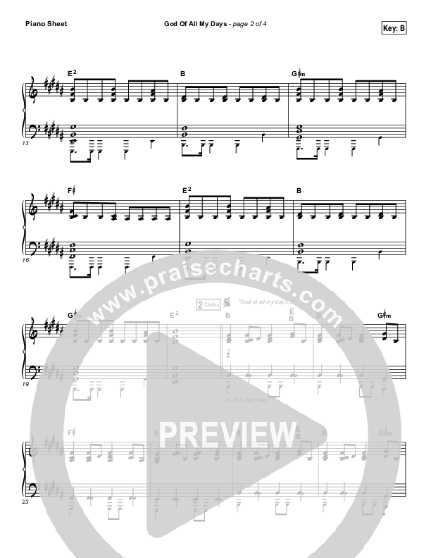 God Of All My Days Piano Sheet (Casting Crowns)