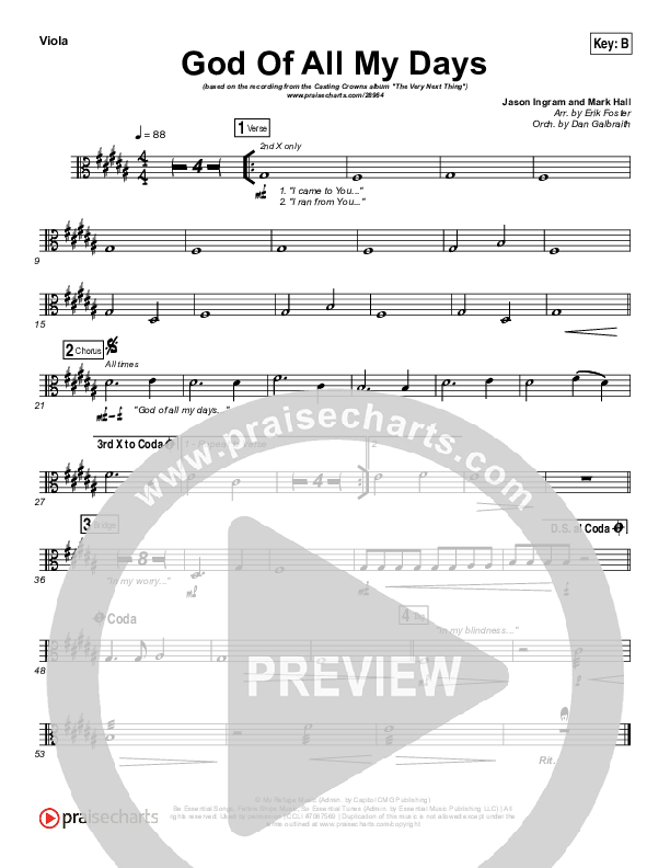 God Of All My Days Viola (Casting Crowns)