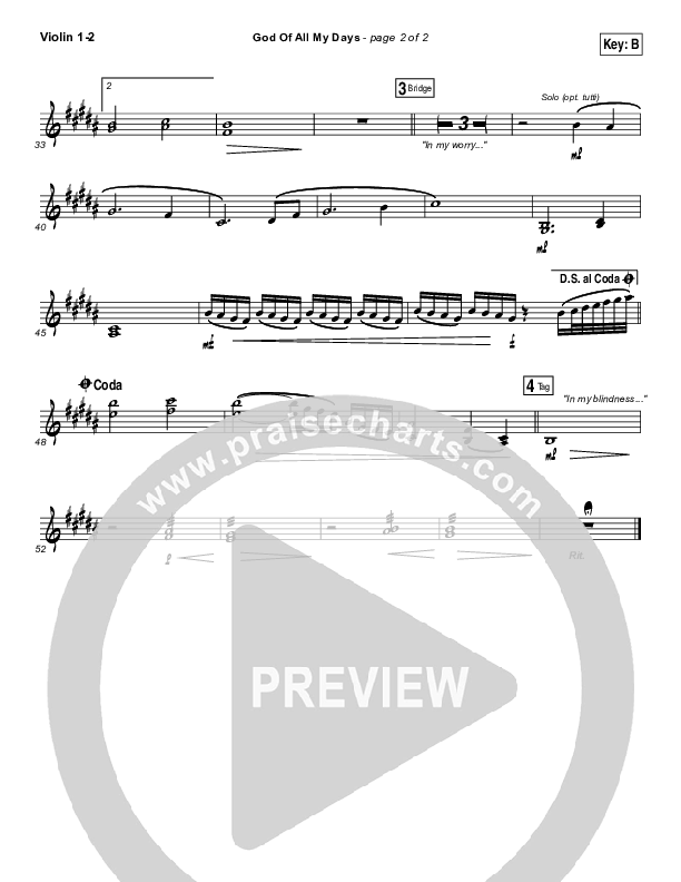 God Of All My Days Violin 1/2 (Casting Crowns)