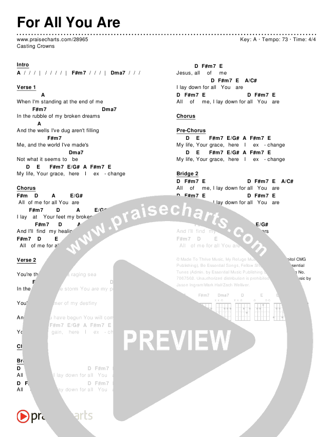 For All You Are Chords & Lyrics (Casting Crowns)
