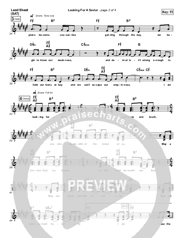 Looking For A Savior Lead Sheet (SAT) (Will Reagan / United Pursuit)