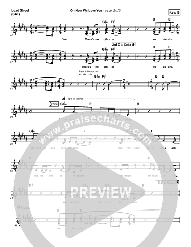 Oh How We Love You Sheet Music PDF (Will Reagan / United Pursuit) -  PraiseCharts