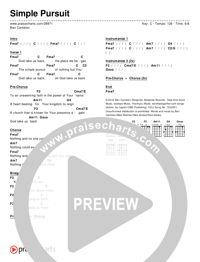 Simple Pursuit Chords & Lyrics (Ben Cantelon)