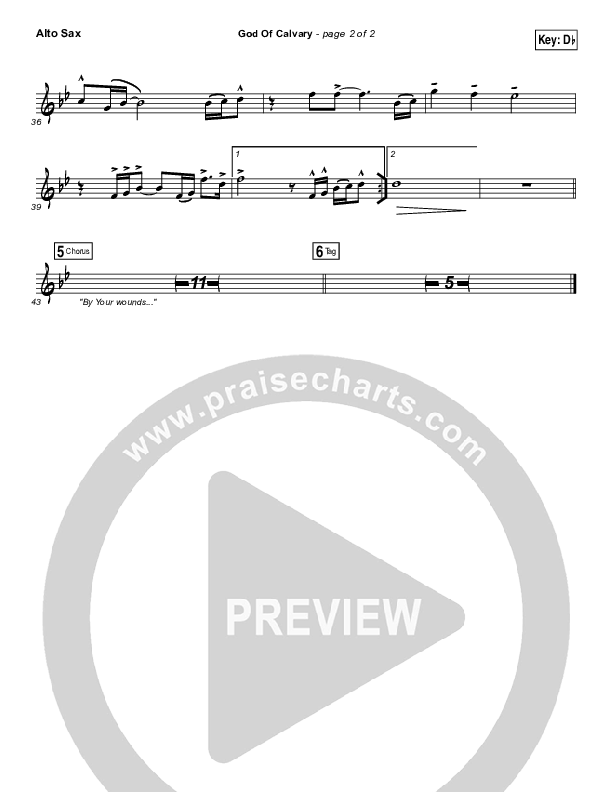 God Of Calvary Alto Sax (Chris Tomlin)