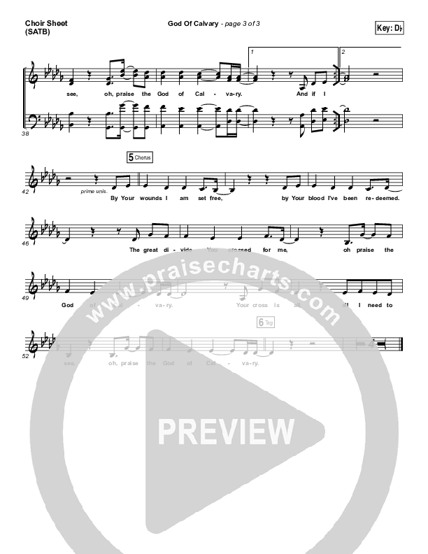 God Of Calvary Choir Sheet (SATB) (Chris Tomlin)