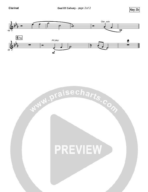 God Of Calvary Clarinet (Chris Tomlin)