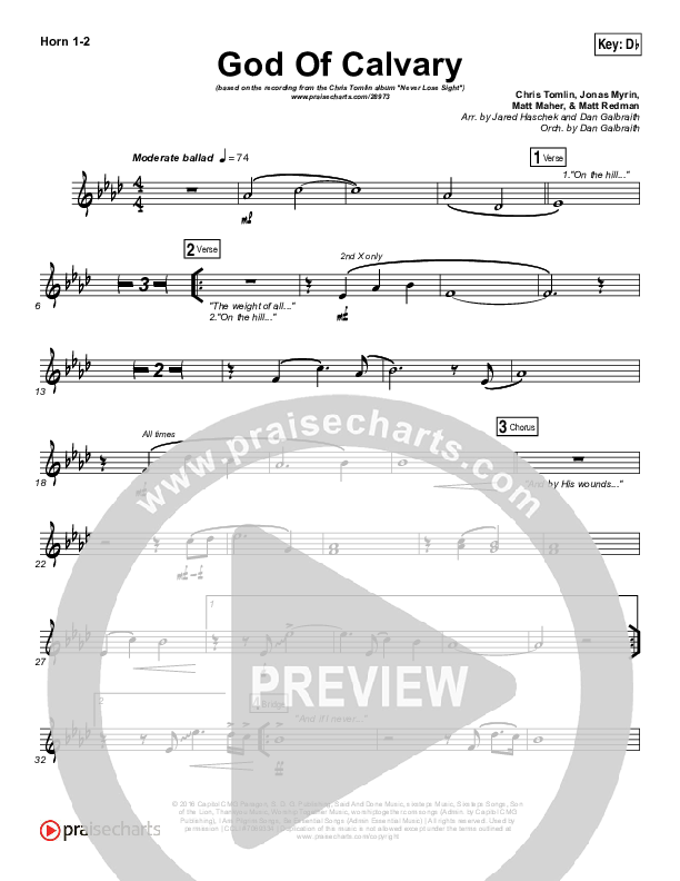 God Of Calvary Brass Pack (Chris Tomlin)