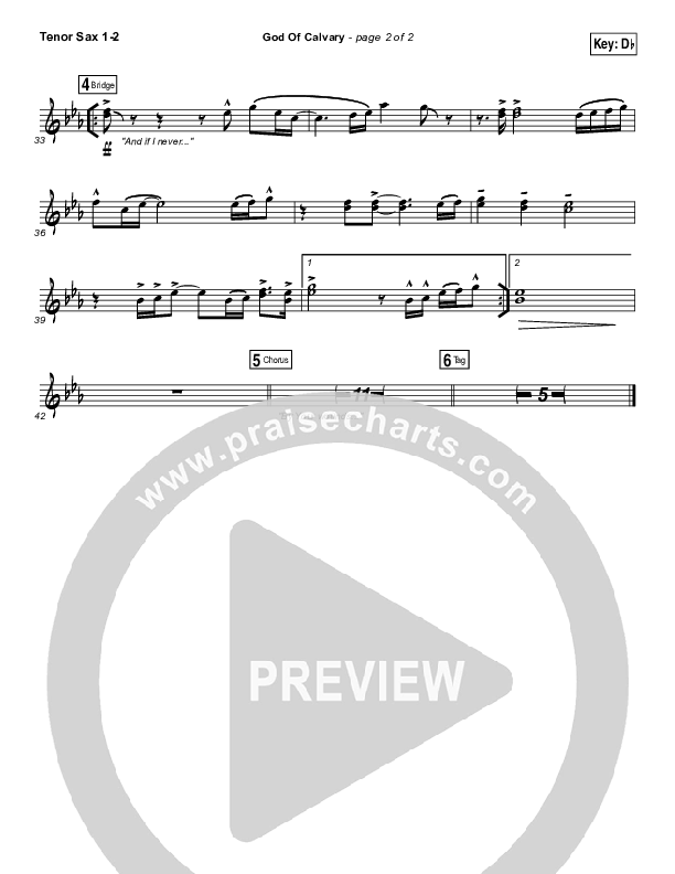 God Of Calvary Tenor Sax 1/2 (Chris Tomlin)