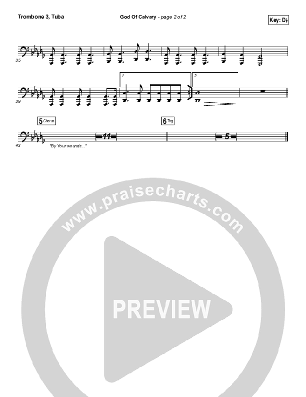 God Of Calvary Trombone 3/Tuba (Chris Tomlin)