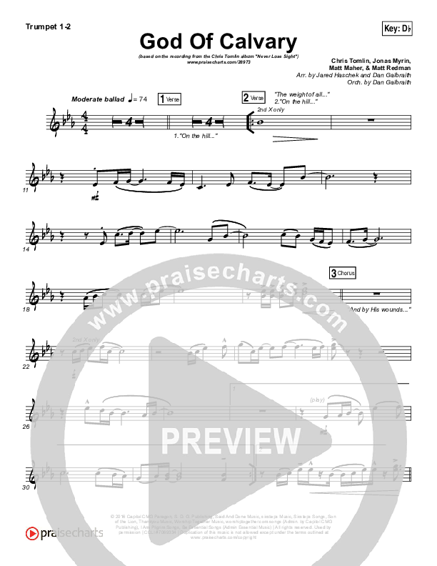 God Of Calvary Brass Pack (Chris Tomlin)
