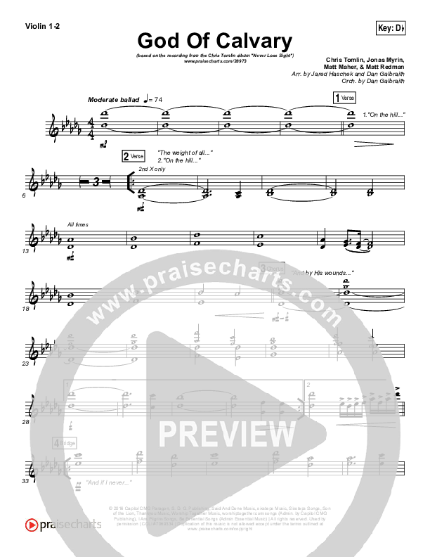 God Of Calvary String Pack (Chris Tomlin)