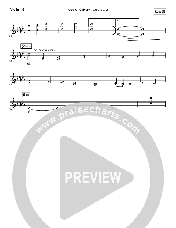 God Of Calvary Violin 1/2 (Chris Tomlin)