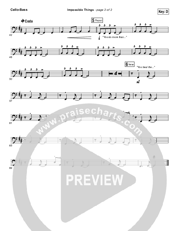 Impossible Things Cello/Bass (Chris Tomlin / Danny Gokey)