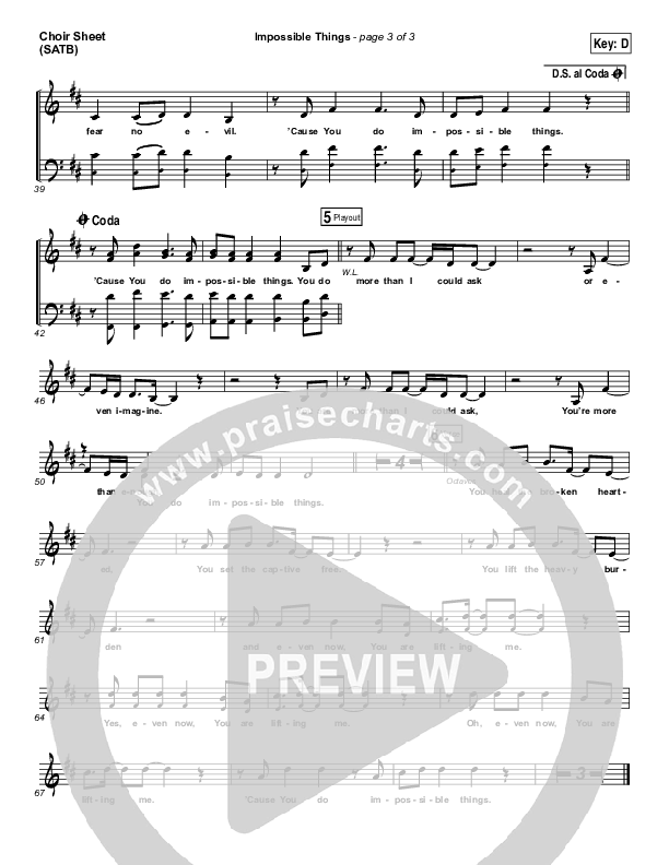 Impossible Things Choir Sheet (SATB) (Chris Tomlin / Danny Gokey)