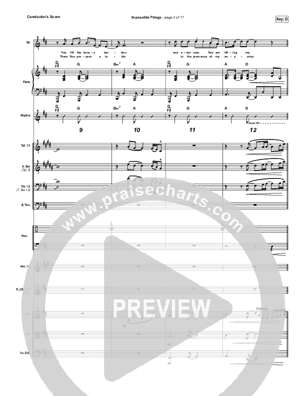 Impossible Things Conductor's Score (Chris Tomlin / Danny Gokey)