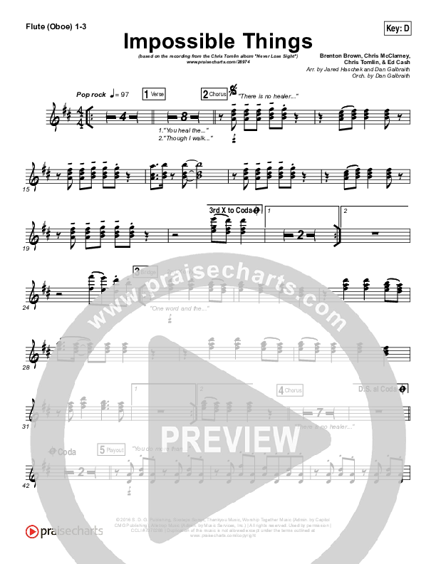 Impossible Things Wind Pack (Chris Tomlin / Danny Gokey)