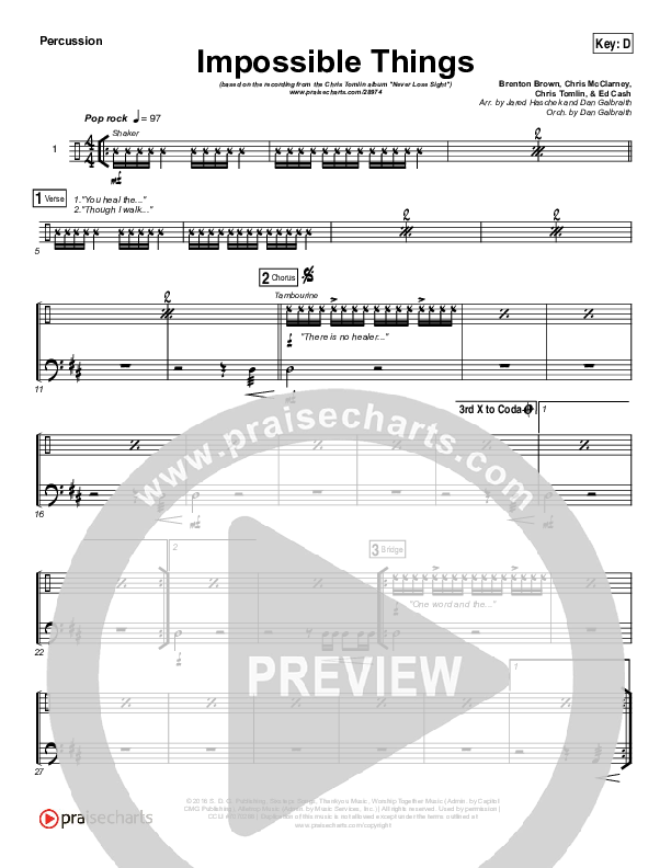 Impossible Things Percussion (Chris Tomlin / Danny Gokey)