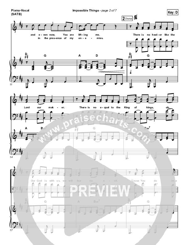 Impossible Things Piano/Vocal (SATB) (Chris Tomlin / Danny Gokey)