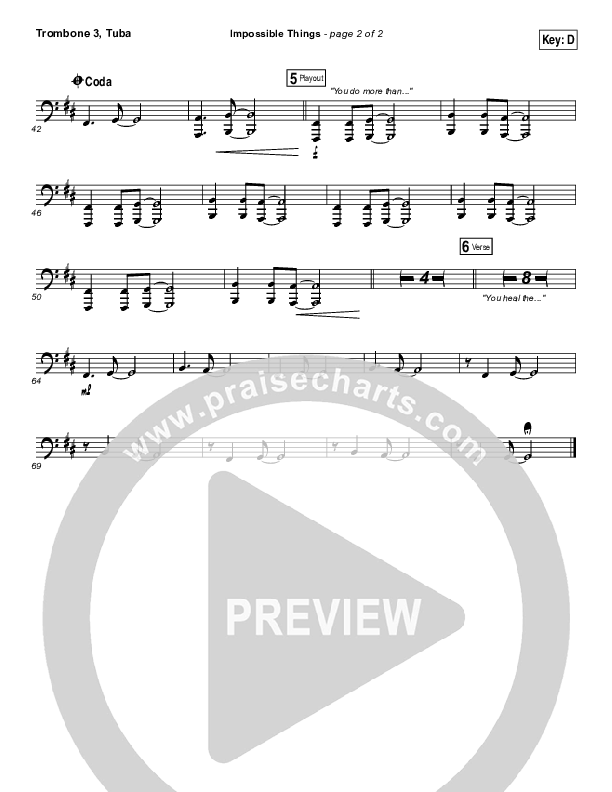 Impossible Things Trombone 3/Tuba (Chris Tomlin / Danny Gokey)
