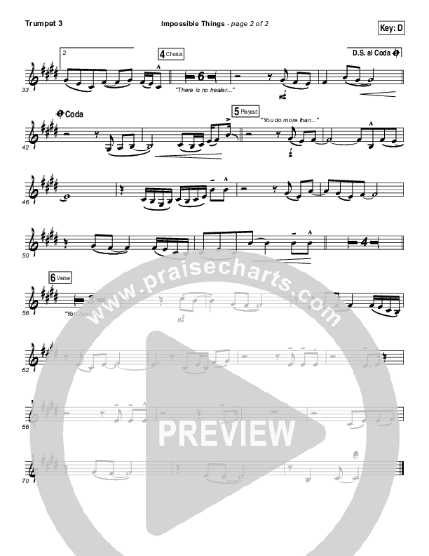 Impossible Things Trumpet 3 (Chris Tomlin / Danny Gokey)