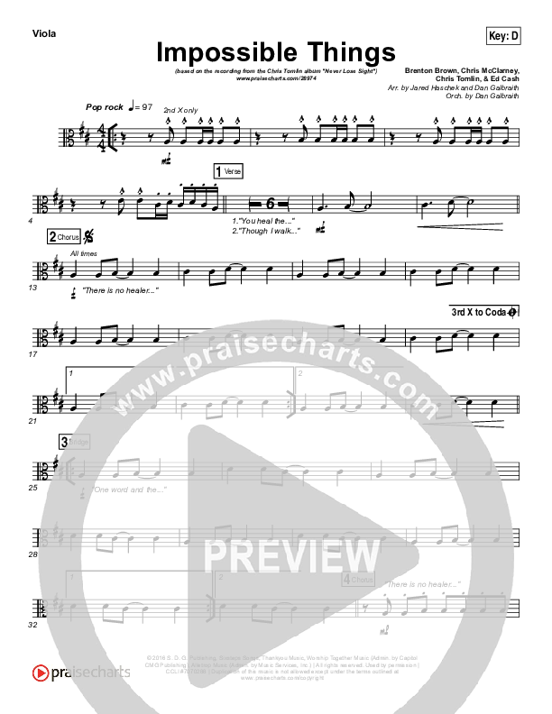 Impossible Things Viola (Chris Tomlin / Danny Gokey)