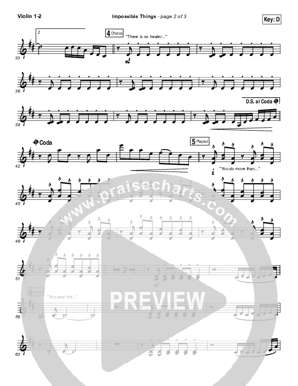 Impossible Things Violin 1/2 (Chris Tomlin / Danny Gokey)