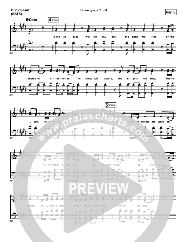 Home Choir Sheet (SATB) (Chris Tomlin)