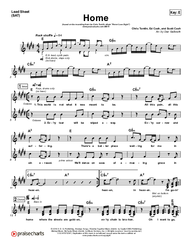 Home Lead Sheet (SAT) (Chris Tomlin)