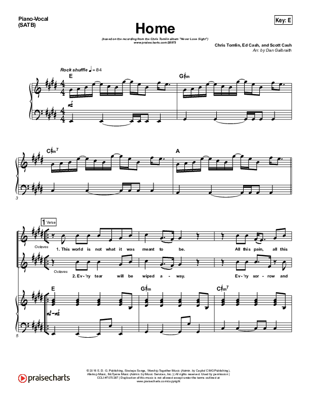 Home Piano/Vocal (SATB) (Chris Tomlin)