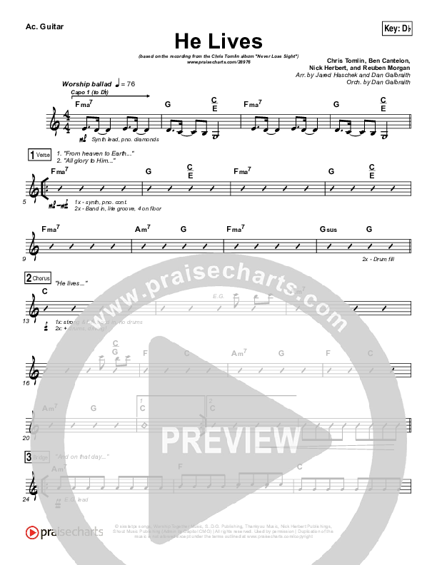 He Lives Rhythm Chart (Chris Tomlin)