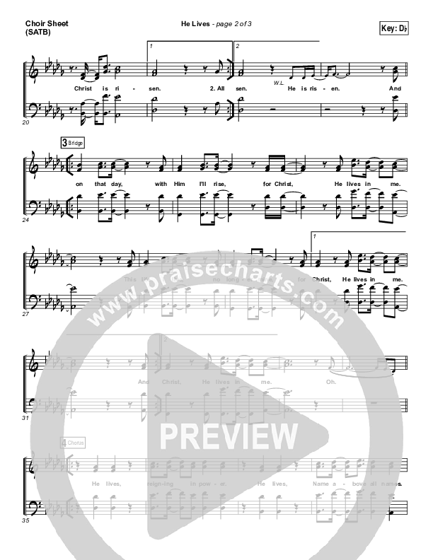 He Lives Choir Vocals (SATB) (Chris Tomlin)
