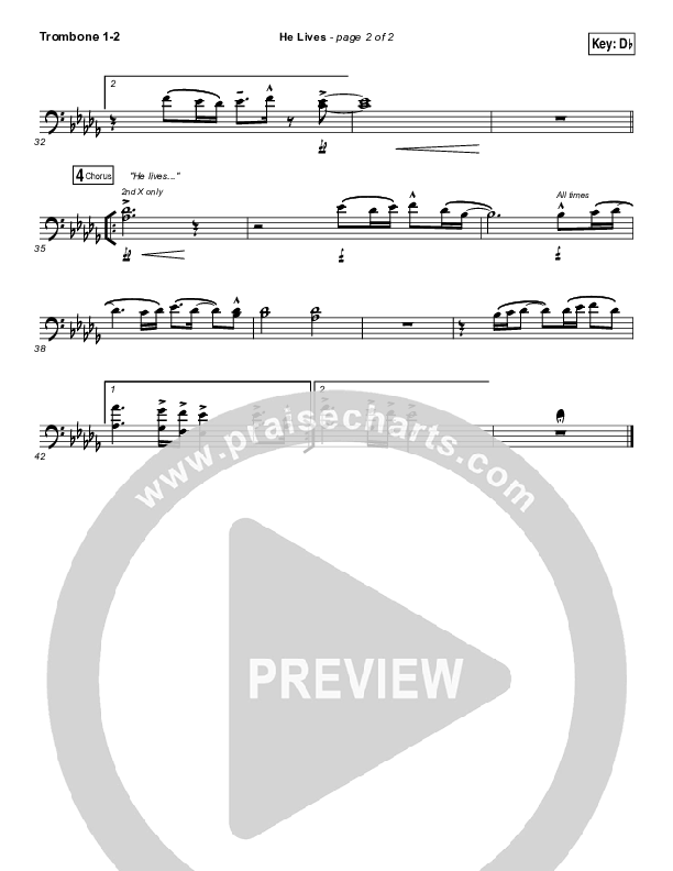 He Lives Trombone 1/2 (Chris Tomlin)