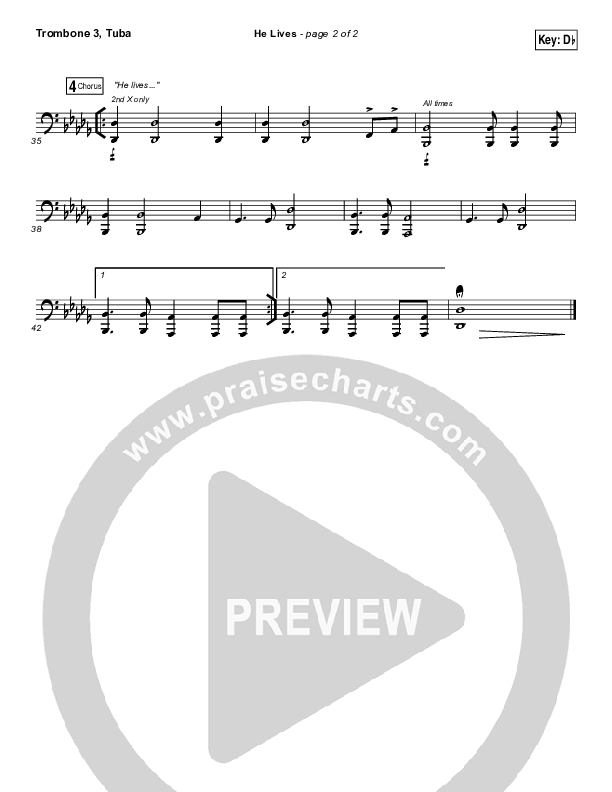 He Lives Trombone 3/Tuba (Chris Tomlin)