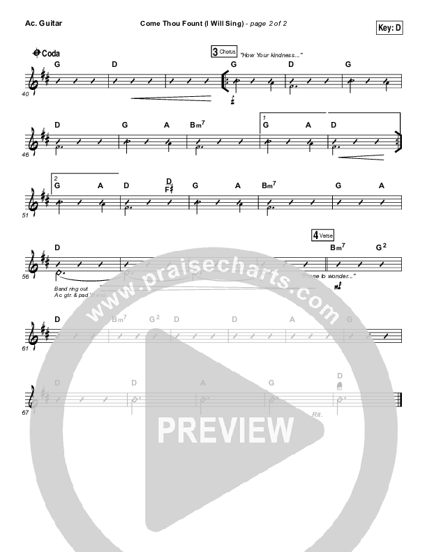 Come Thou Fount (I Will Sing) Acoustic Guitar (Chris Tomlin)