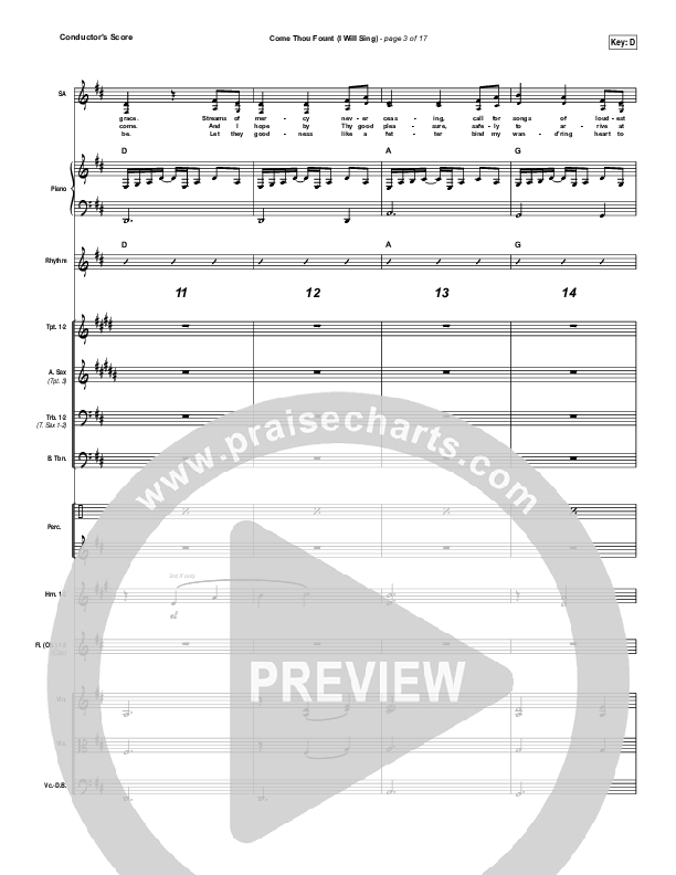 Come Thou Fount (I Will Sing) Conductor's Score (Chris Tomlin)