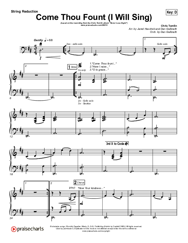 Come Thou Fount (I Will Sing) Synth Strings (Chris Tomlin)