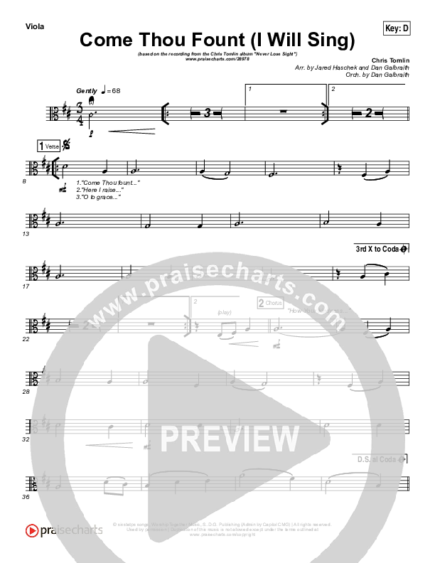 Come Thou Fount (I Will Sing) Viola (Chris Tomlin)