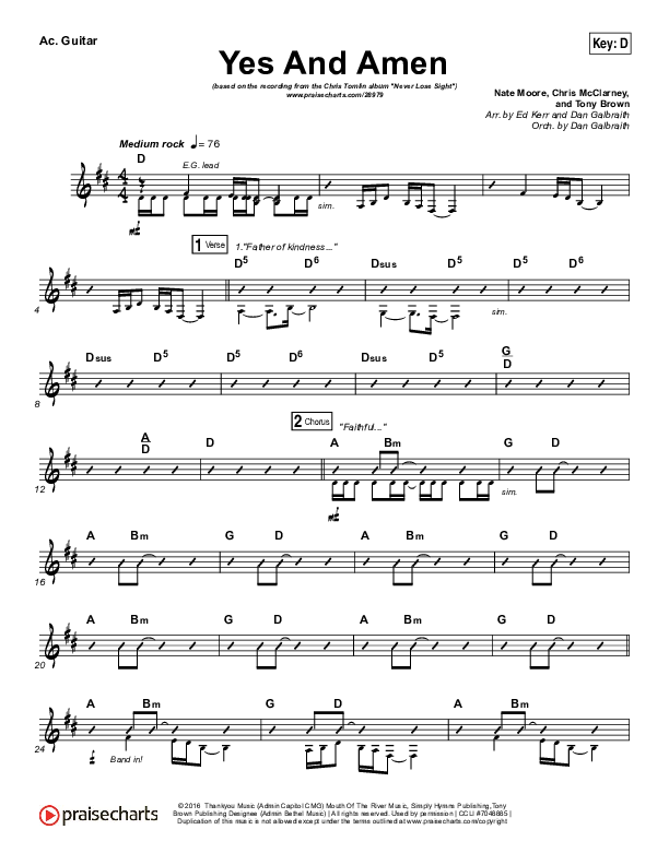 Yes And Amen Acoustic Guitar (Chris Tomlin)