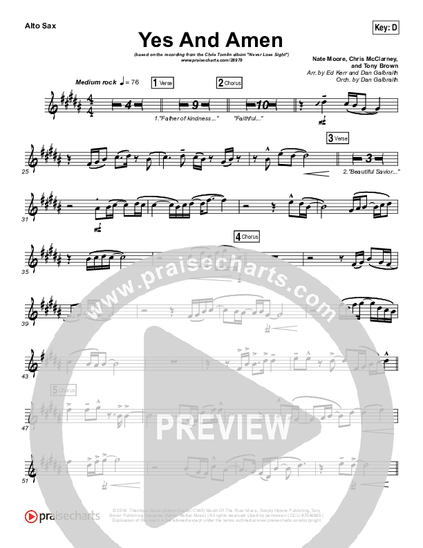 Yes And Amen Alto Sax (Chris Tomlin)