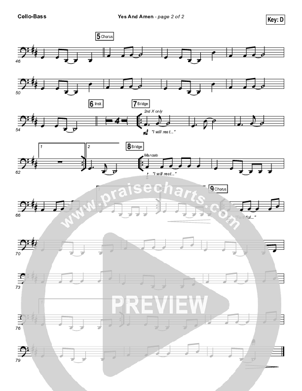 Yes And Amen Cello/Bass (Chris Tomlin)