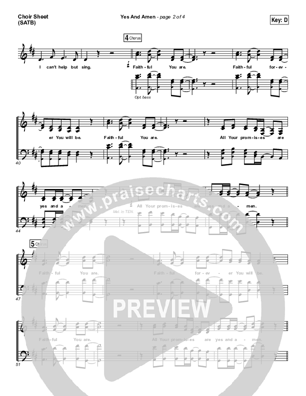 Yes And Amen Choir Vocals (SATB) (Chris Tomlin)