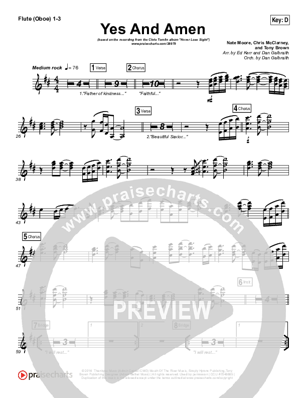 Yes And Amen Flute/Oboe 1/2/3 (Chris Tomlin)