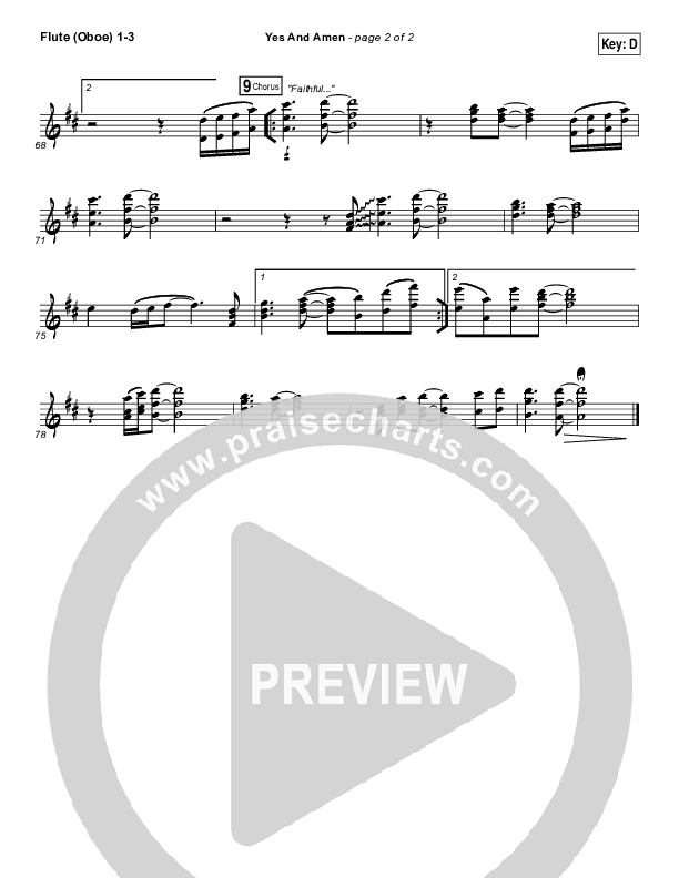 Yes And Amen Flute/Oboe 1/2/3 (Chris Tomlin)