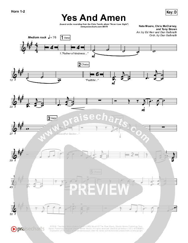 Yes And Amen French Horn 1/2 (Chris Tomlin)