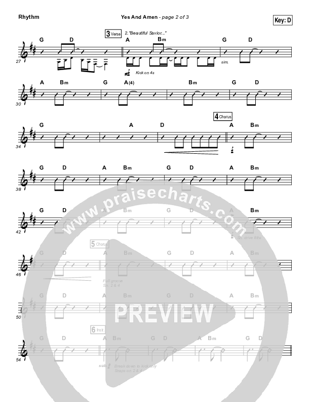 Yes And Amen Rhythm Chart (Chris Tomlin)