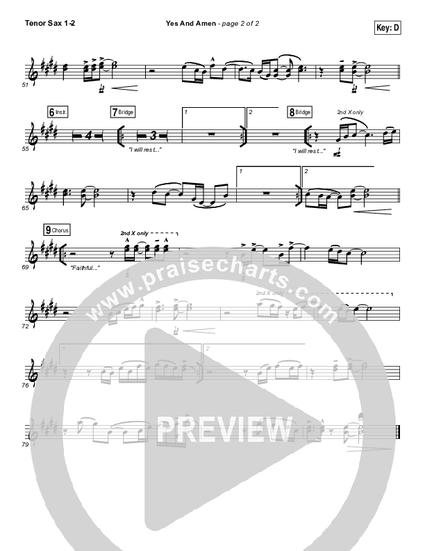 Yes And Amen Tenor Sax 1/2 (Chris Tomlin)